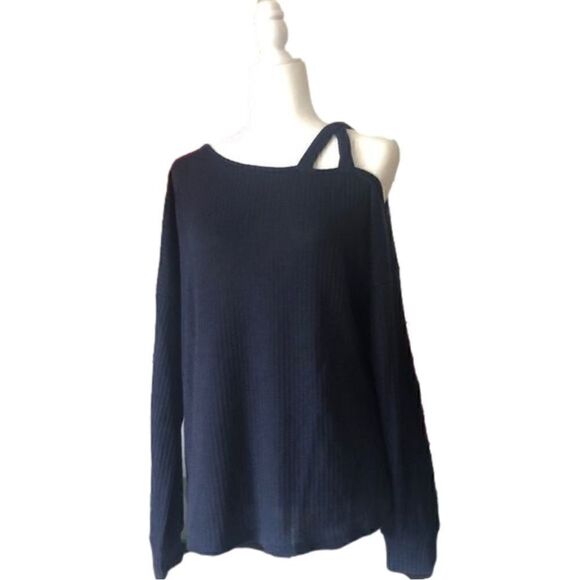 Cold Shoulder Dark Navy Sweater M - Picture 1 of 8